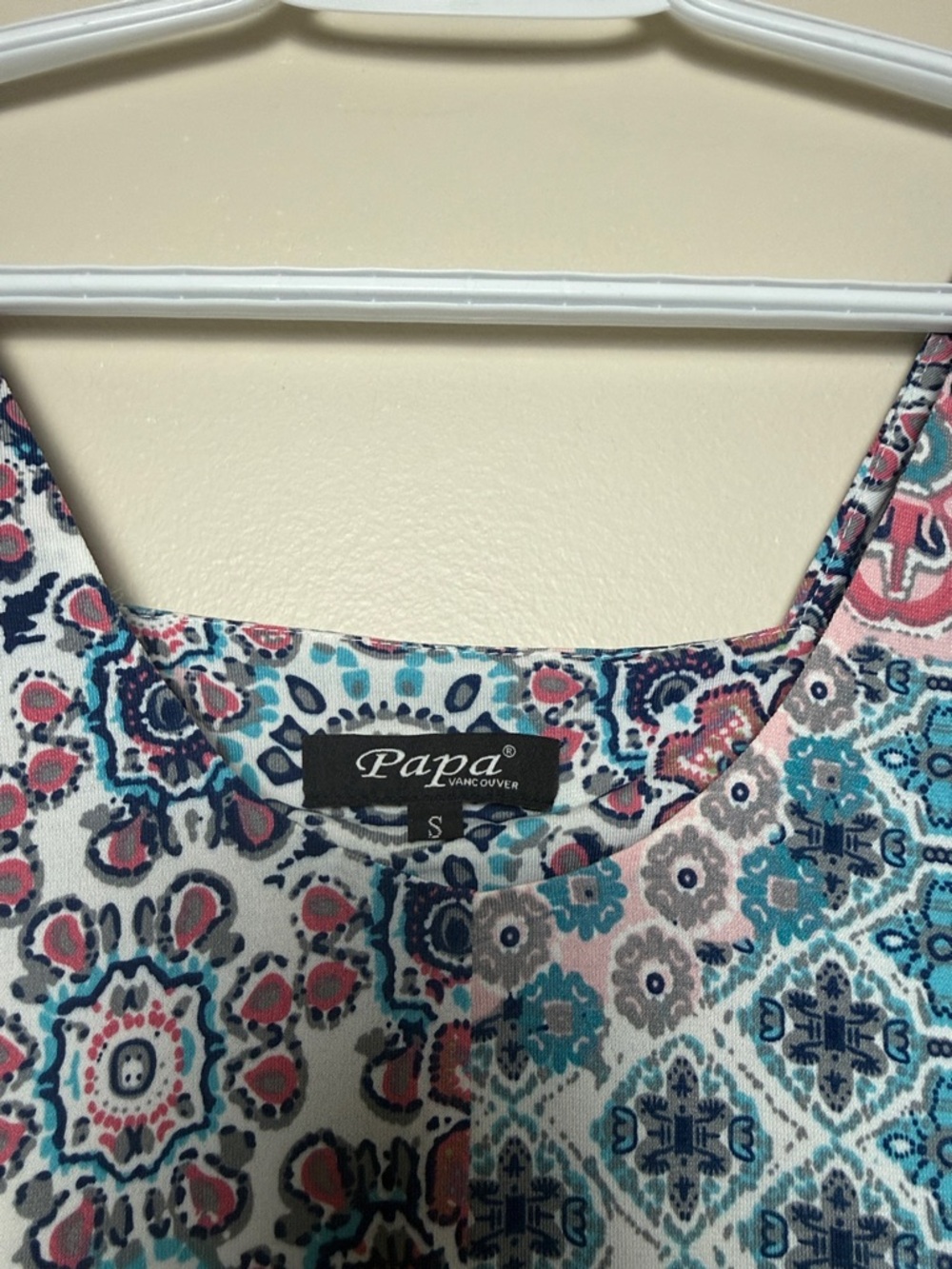 Papa Vancouver Sleeveless Blue Pink Patterned Midi Dress Size S - Picture 4 of 7